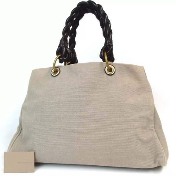 AUTHENTIC BOTTEGA VENETA BRAIDEDHANDLE TOTE BAG.
